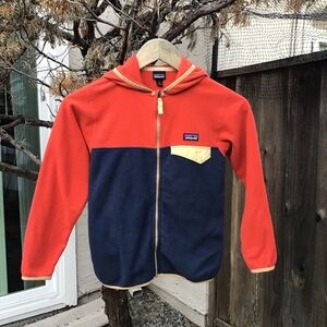 Patagonia Youth Small Full Zip Hooded Fleece Jacket Colorblock Outdoor
